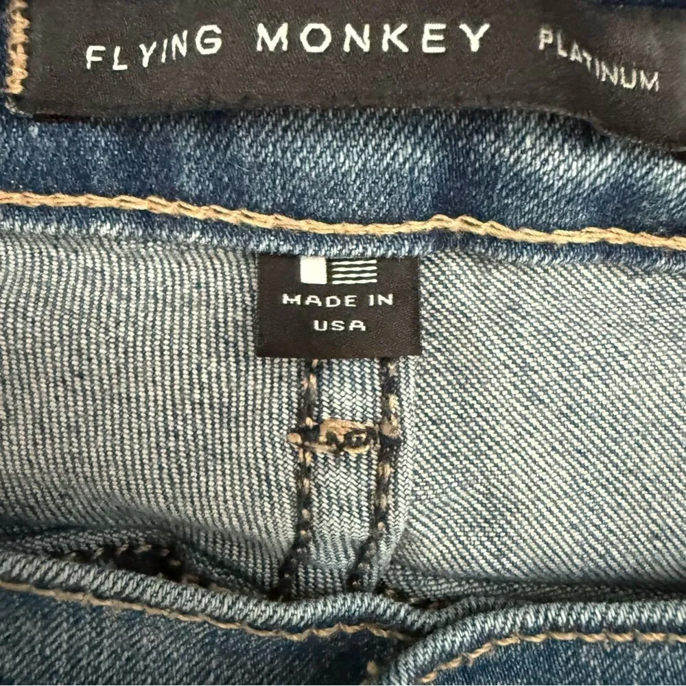 Flying Monkey Platinum Blue Distressed Skinny Jeans Made in USA Size 27